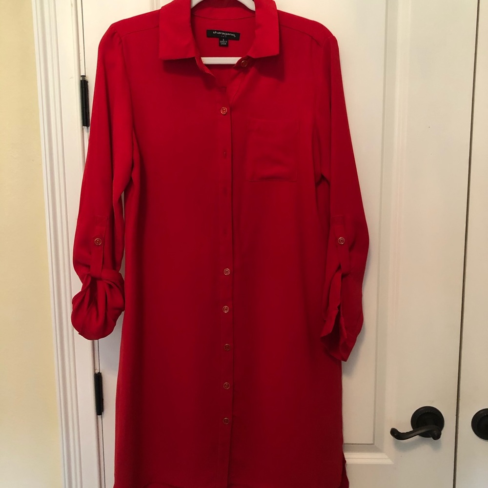 Red shirt dress